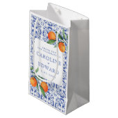 Waterverf Bluetile Mediterrane bruiloft Klein Cadeauzakje (Voorkant Gekanteld)