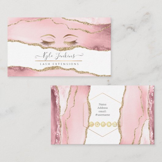 WATERVERF BLUSH AGATE FAUX GOLD EYE LASHES VISITEKAARTJE (Voorkant / Achterkant)