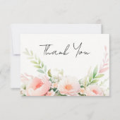 Waterverf Blush Bloemen bruiloft Bedankkaart (Voorkant)