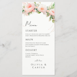 Waterverf Blush Bloemen bruiloft Menu