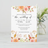 Waterverf Blush Bloemen Bruiloft Roos Bladblad Kaart (Staand voorkant)