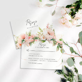 Waterverf Blush Bloemen bruiloft RSVP Kaartje