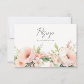 Waterverf Blush Bloemen bruiloft RSVP Kaartje (Voorkant)