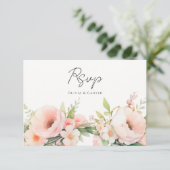 Waterverf Blush Bloemen bruiloft RSVP Kaartje (Staand voorkant)