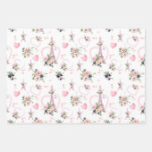 Waterverf Blush Bloemen Eiffeltoren Patroon Inpakpapier Vel (Voorkant)