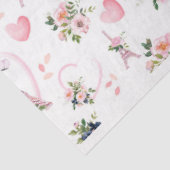 Waterverf Blush Bloemen Eiffeltoren Patroon Tissuepapier (Detail)