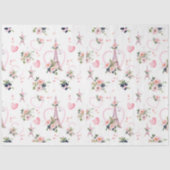 Waterverf Blush Bloemen Eiffeltoren Patroon Tissuepapier (Voorkant)