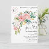 Waterverf Blush Bloemen Huwelijksuitnodiging Kaart (Staand voorkant)