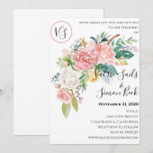 Waterverf Blush Bloemen Huwelijksuitnodiging Kaart (Voorkant / Achterkant)