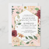 Waterverf Blush Bloemen Koraal Roos Vlinder Kaart (Voorkant)