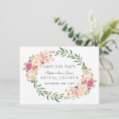 Waterverf Blush Bloemenkrans Bruiloft Feest Save The Date (Staand voorkant)