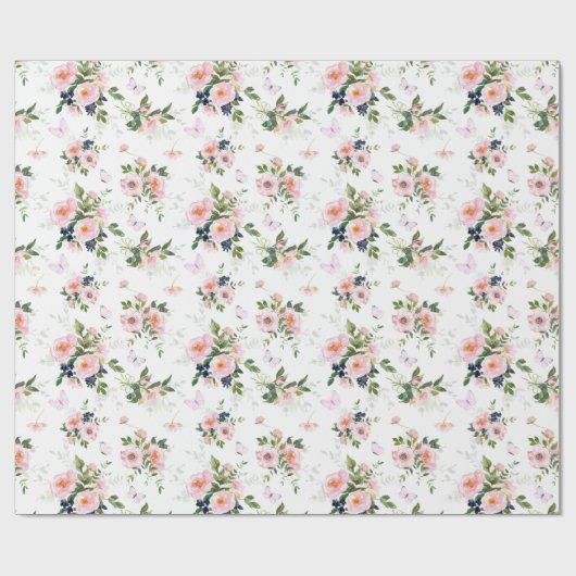 Waterverf Blush bloemenpatroon Cadeaupapier (Vlak)