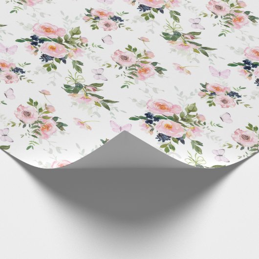 Waterverf Blush bloemenpatroon Cadeaupapier (Hoek)