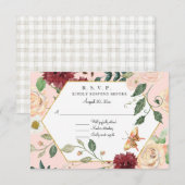 Waterverf Blush Bloemige Moderne Rustieke Elegante RSVP Kaartje (Voorkant / Achterkant)