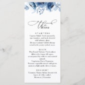 Waterverf Blush Bloemige Stofblauwe Trouw Menu (Voorkant)