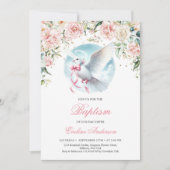 Waterverf blush bloesemkrans schattig duif doopsel kaart (Voorkant)