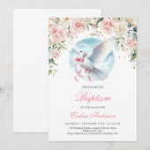 Waterverf blush bloesemkrans schattig duif doopsel kaart (Voorkant / Achterkant)