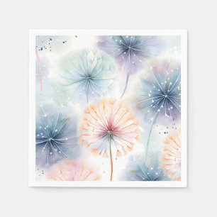 Waterverf Blush Blue Paardenbloemen bloempatroon Servet