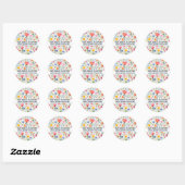 Waterverf Blush Botanische Bloemen Ronde Sticker (Vel)