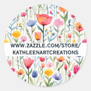 Waterverf Blush Botanische Bloemen Ronde Sticker