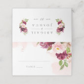 Waterverf Blush Bourgogne Bloemen Bruiloft Plaatskaartje (Buitenkant ongevouwen)
