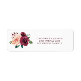 Waterverf Blush Bourgogne Rozen Trouwadres Etiket