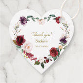 Waterverf Blush Bourgondië Bloemige Baby Shower Bedankjes Labels (Achterkant)