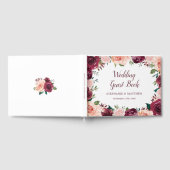 Waterverf Blush Bourgondië Roos Border Bruiloft Gastenboek (Volledig)