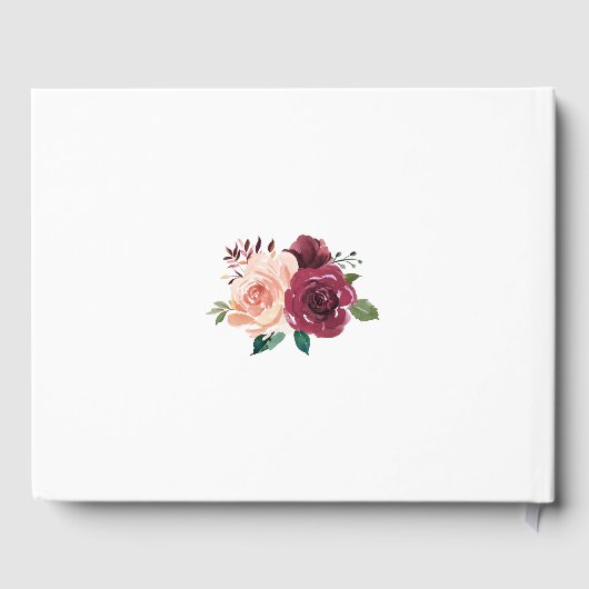 Waterverf Blush Bourgondië Roos Border Bruiloft Gastenboek (Achterkant)
