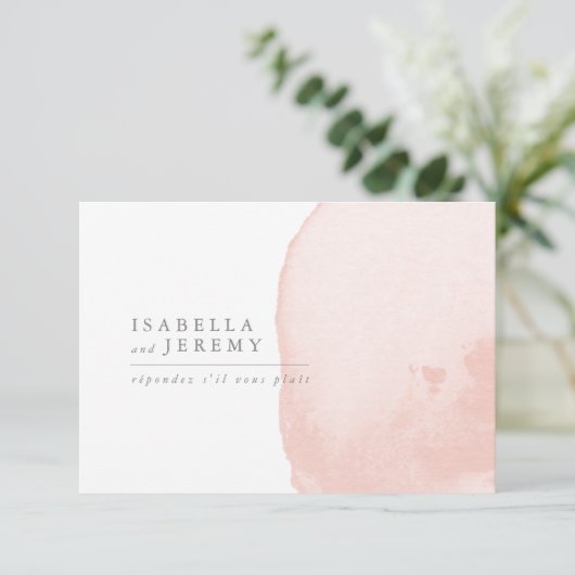 Waterverf blush bruiloft antwoord R.S.V.P kaart (Staand voorkant)