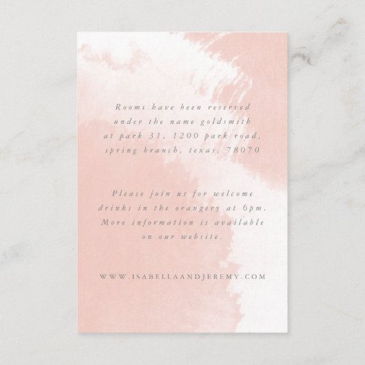 Waterverf blush bruiloft details kaart (Achterkant)