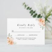 Waterverf Blush Chic Floral RSVP met Maaltijdkeuze (Staand voorkant)