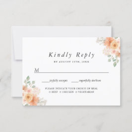Waterverf Blush Chic Floral RSVP met Maaltijdkeuze Kaartje
