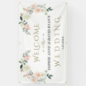 Waterverf Blush Cream Floral Weddenschap Welkomstt Spandoek (Verticaal)