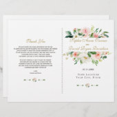 Waterverf Blush Cream Floral Wedding Programme (Voorkant / Achterkant)