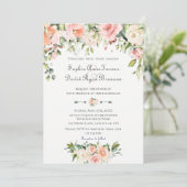 Waterverf Blush Cream Flowers Bloom Wedding Kaart (Staand voorkant)