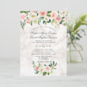 Waterverf Blush Cream Flowers Marble Wedding Kaart (Staand voorkant)