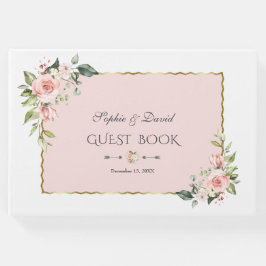 Waterverf Blush Cream Flowers Pink Lijst Weddensch Gastenboek