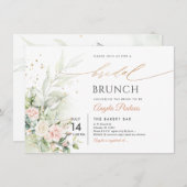 Waterverf Blush Cream Rozen Bridal Brunch Kaart (Voorkant / Achterkant)