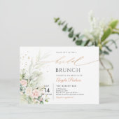 Waterverf Blush Cream Rozen Bridal Brunch Kaart (Staand voorkant)