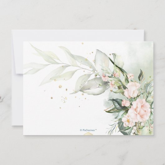 Waterverf Blush Cream Rozen Bridal Brunch Kaart (Achterkant)