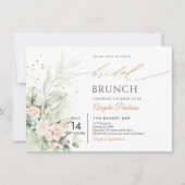 Waterverf Blush Cream Rozen Bridal Brunch Kaart (Voorkant)