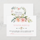Waterverf Blush Crème Floral Diaper Raffle Informatiekaartje (Voorkant / Achterkant)