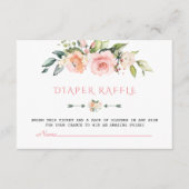 Waterverf Blush Crème Floral Diaper Raffle Informatiekaartje (Voorkant)