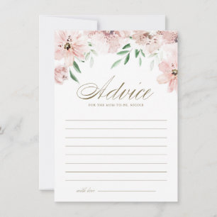 Waterverf Blush Dusty Pink Flowers Baby shower Advieskaart