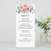 Waterverf Blush Dusty Roos Bloemen Bruiloft Menu (Staand voorkant)