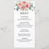 Waterverf Blush Dusty Roos Bloemen Bruiloft Menu (Voorkant)