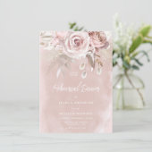 Waterverf Blush & Dusty Roos repetitie Dinner Kaart (Staand voorkant)