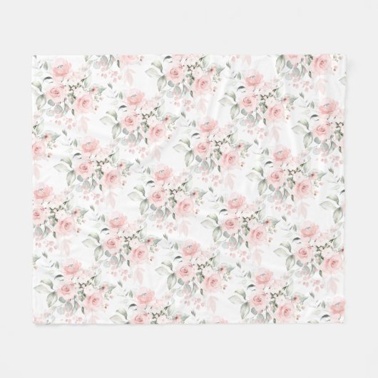 Waterverf Blush Dusty Rozen Fleece Blanket (Voorkant (Horizontaal))