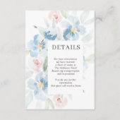 Waterverf Blush en Blue Wedding Details Informatiekaartje (Voorkant)